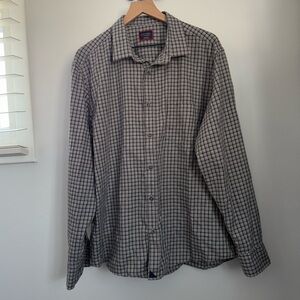 Untuckit Men’s XXL Grey Plaid Long Sleeve Shirt Button Up Classic Cotton
